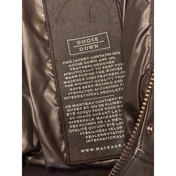 Mackage XS Designer Down Fill Annie Glam Leather Puffer Jacket w/ Fur Hood $1050 - Picture 8 of 16